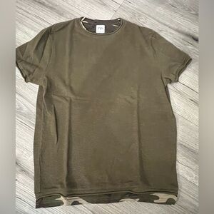 Zara Green Army Textured Short Sleeve Tee